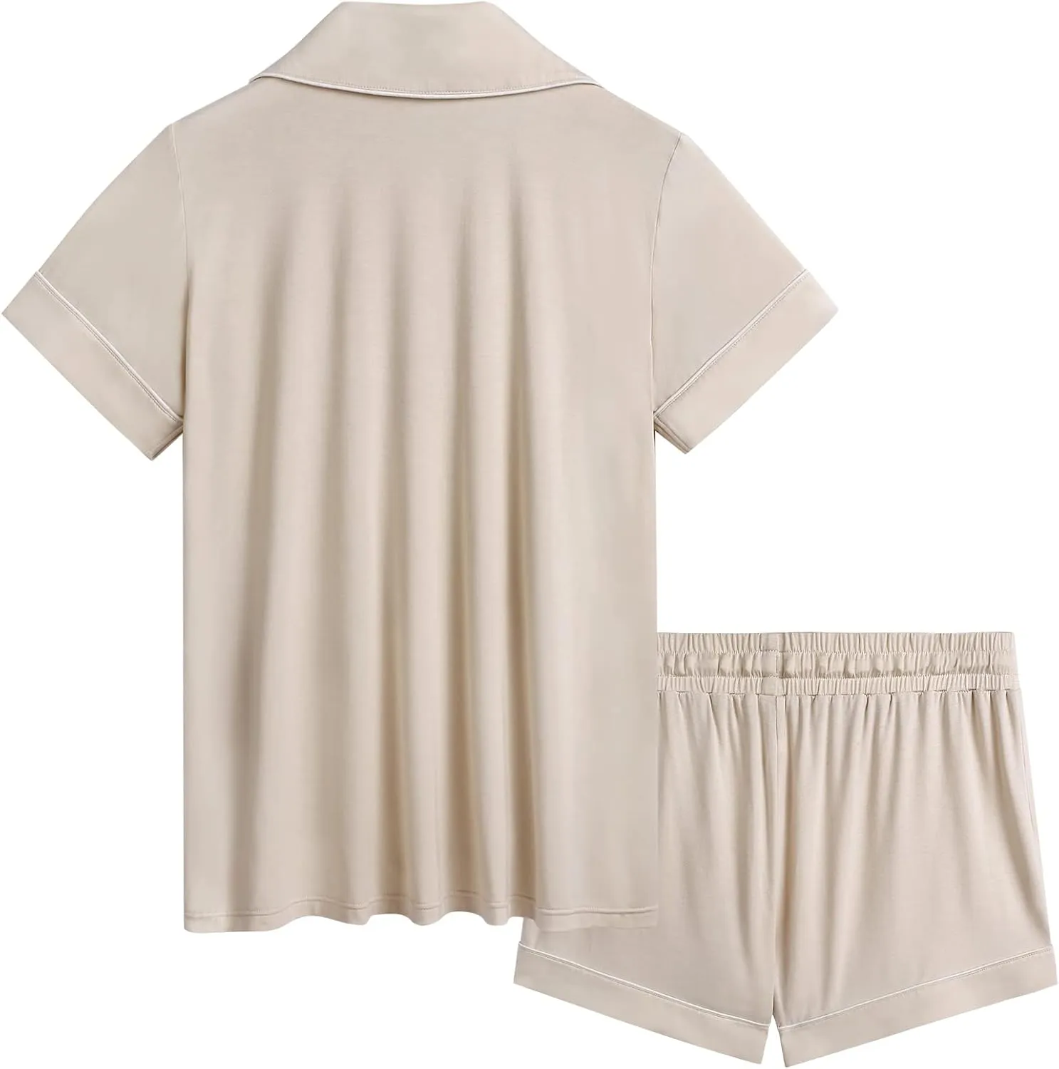 Cherrydew Women Bamboo Viscose Super Soft Comfy Summer Cooling Short Sleeve Button Down Pajama Shorts Set S-XXL