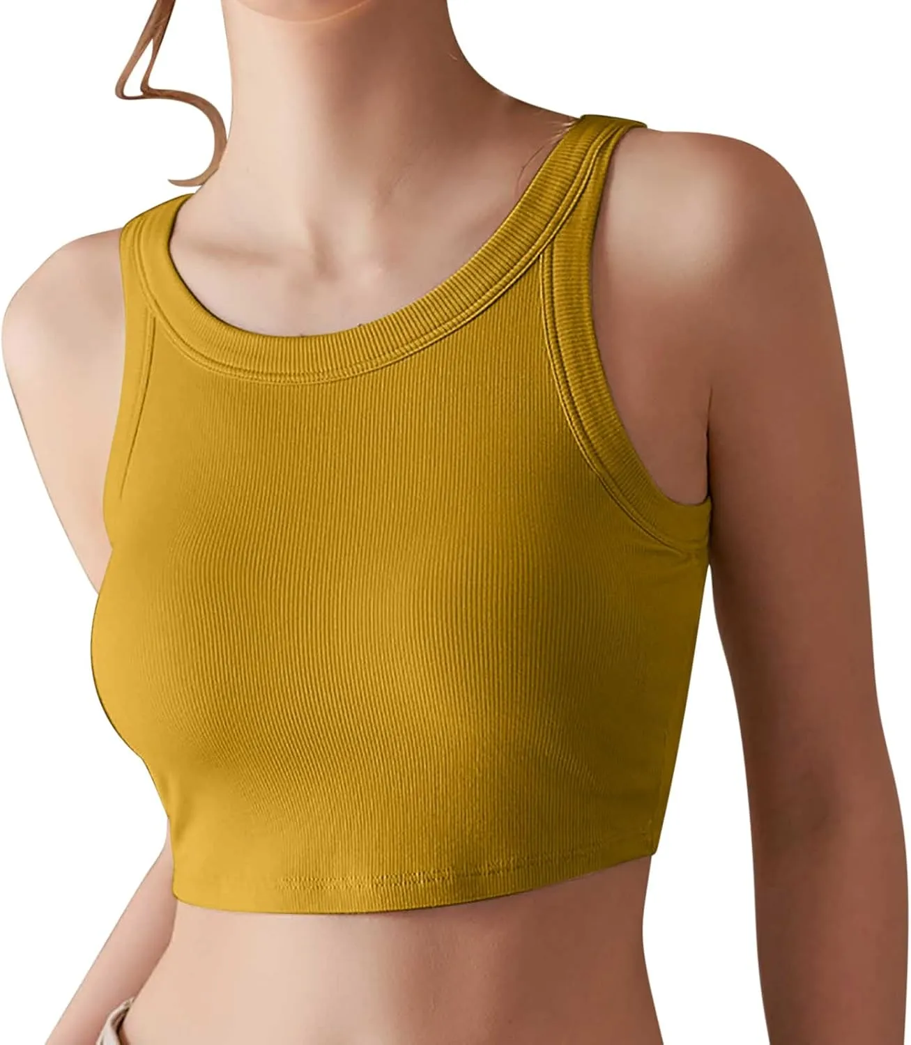 Classic Ribbed y2k Tops 2025 Women Sexy Shelf Bra Tank Top Summer Sleeveless Active Shirts Workout Yoga Basic Tees