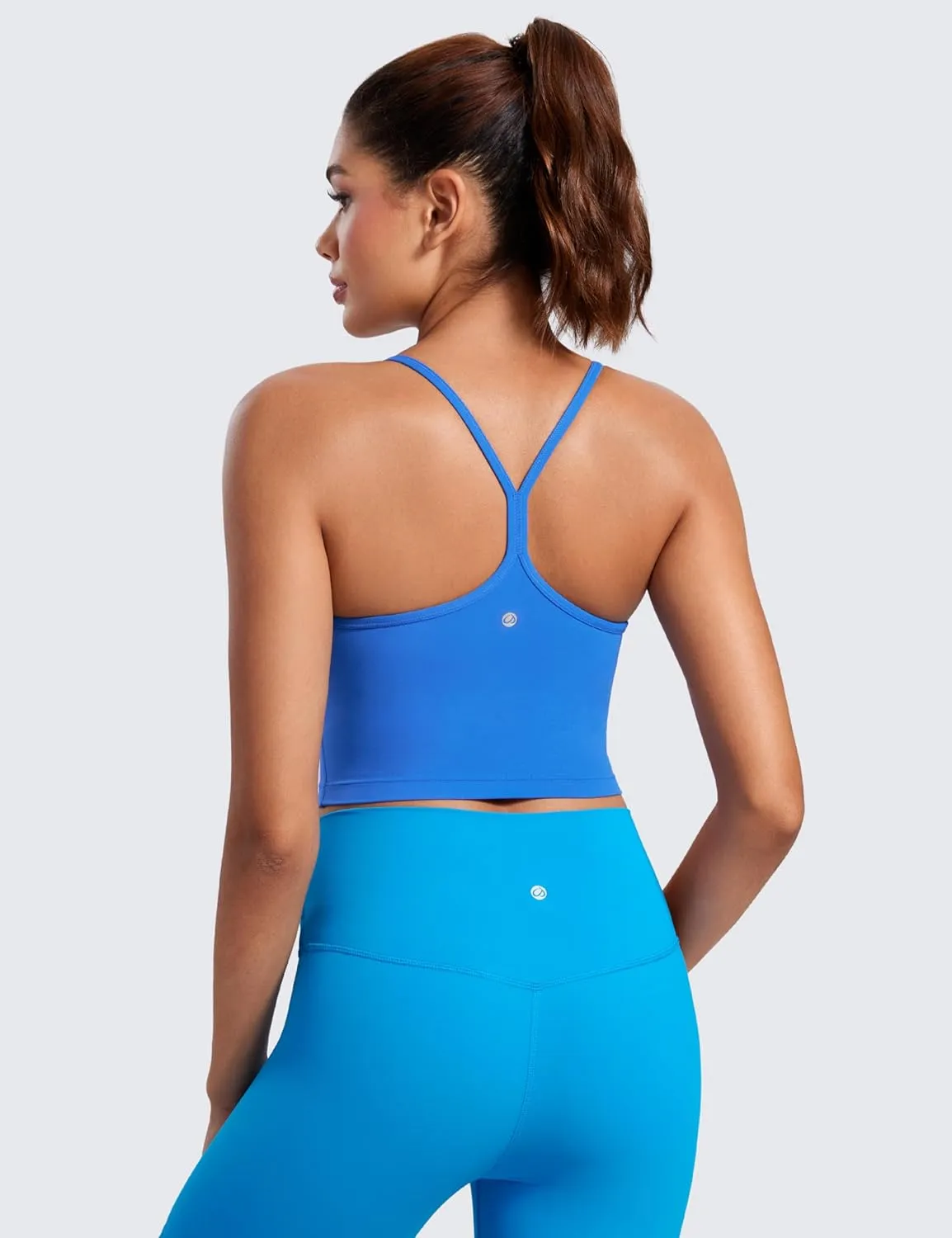 CRZ YOGA Womens Butterluxe Y Back Longline Sports Bras - Spaghetti Straps Racerback Padded Yoga Workout Crop Tank Top