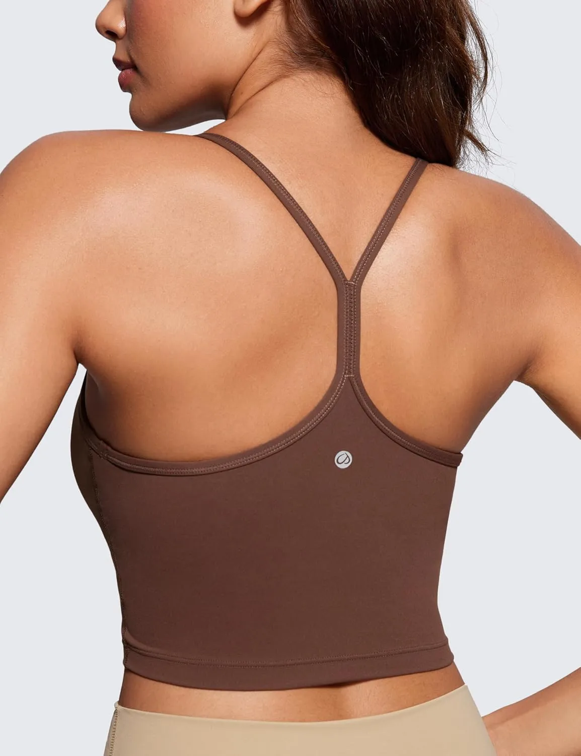 CRZ YOGA Womens Butterluxe Y Back Longline Sports Bras - Spaghetti Straps Racerback Padded Yoga Workout Crop Tank Top