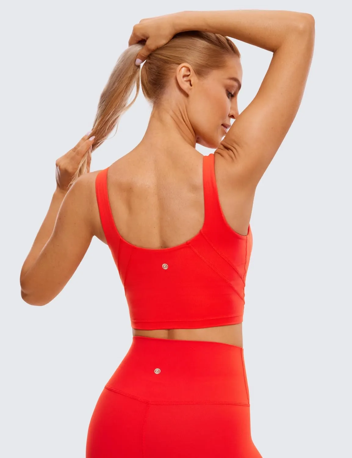 CRZ YOGA Womens U Back Sports Bras Padded High Neck Crop Workout Tank Tops
