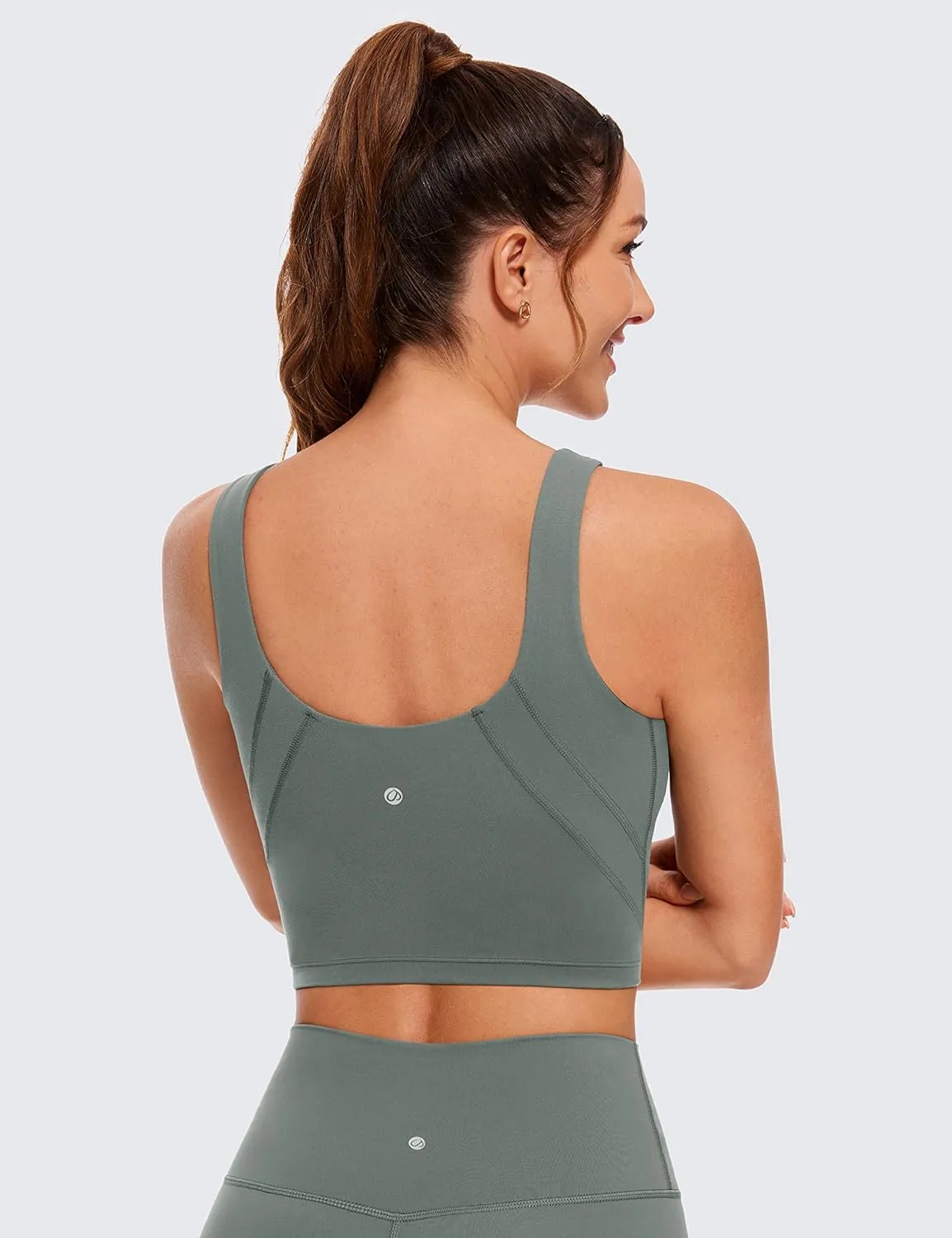 CRZ YOGA Womens U Back Sports Bras Padded High Neck Crop Workout Tank Tops