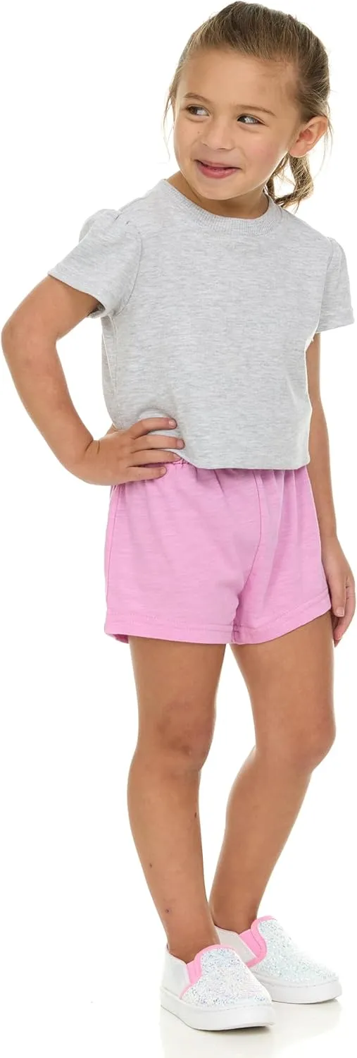 Cudlie 5-Pack Girls' Baby & Toddler Shorts – Comfortable Cotton Blend, Easy Fit, Adorable & Essential Wardrobe