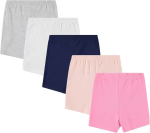 Cudlie 5-Pack Girls' Baby & Toddler Shorts – Comfortable Cotton Blend, Easy Fit, Adorable & Essential Wardrobe