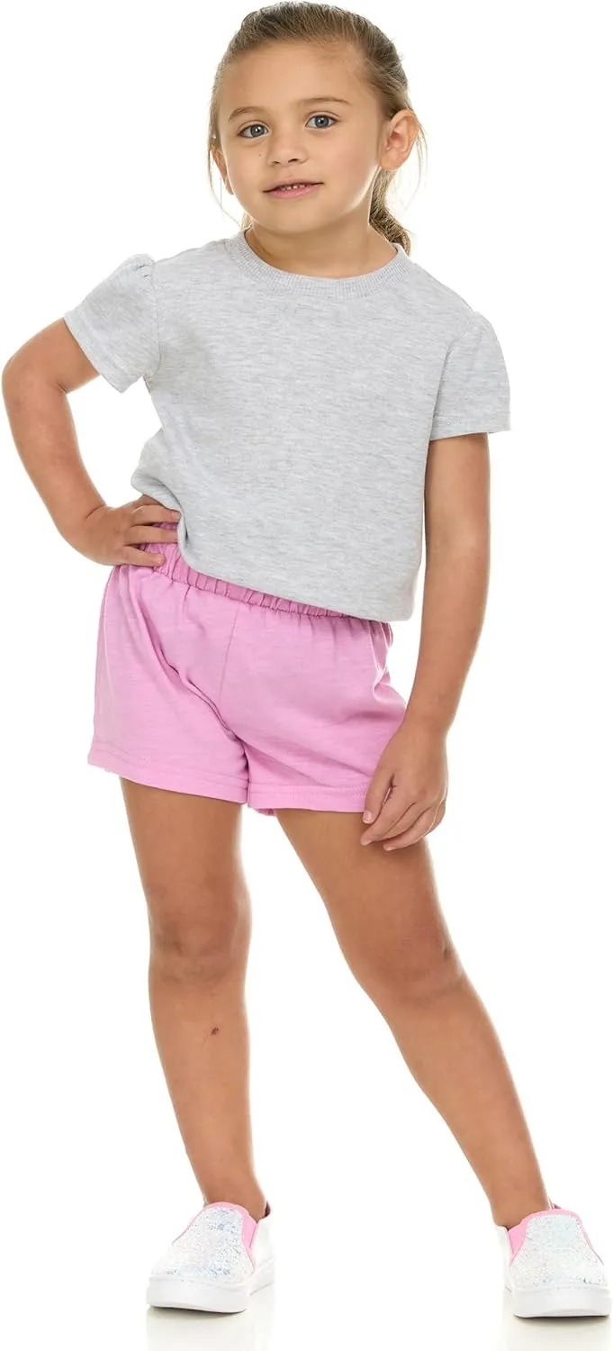 Cudlie 5-Pack Girls' Baby & Toddler Shorts – Comfortable Cotton Blend, Easy Fit, Adorable & Essential Wardrobe