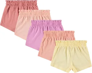 Cudlie 5-Pack Girls' Baby & Toddler Shorts – Comfortable Cotton Blend, Easy Fit, Adorable & Essential Wardrobe