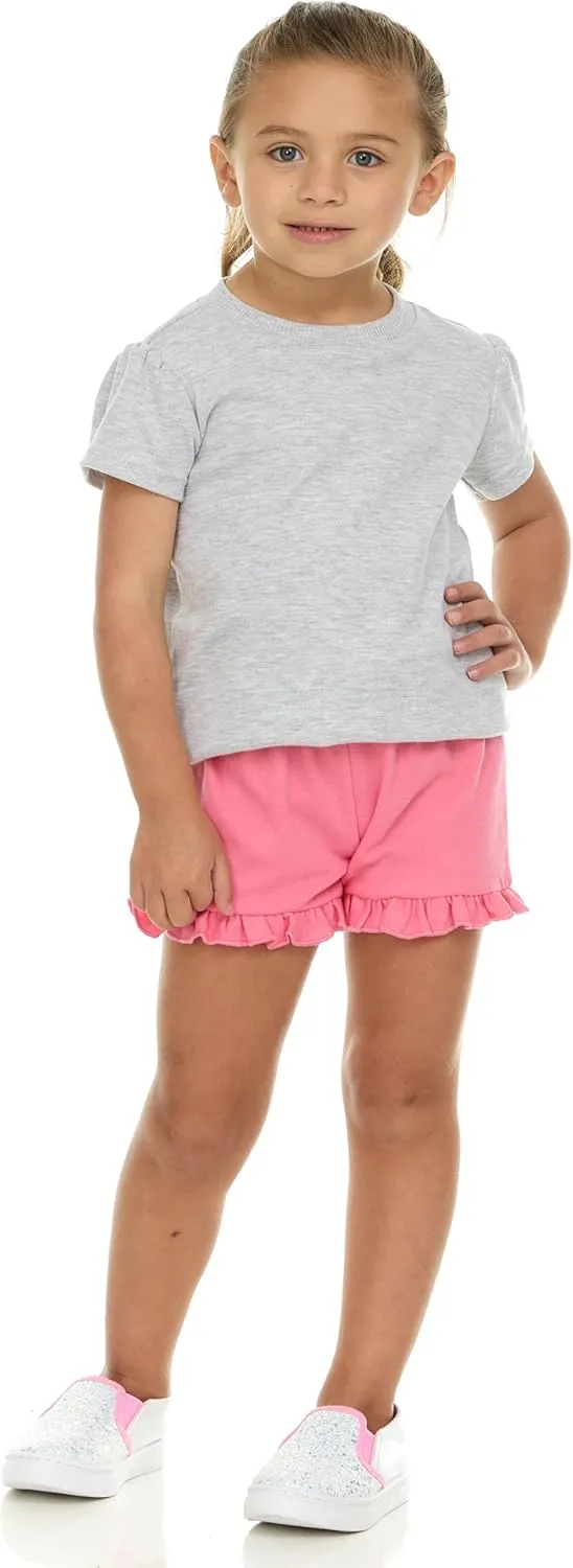 Cudlie 5-Pack Girls' Baby & Toddler Shorts – Comfortable Cotton Blend, Easy Fit, Adorable & Essential Wardrobe