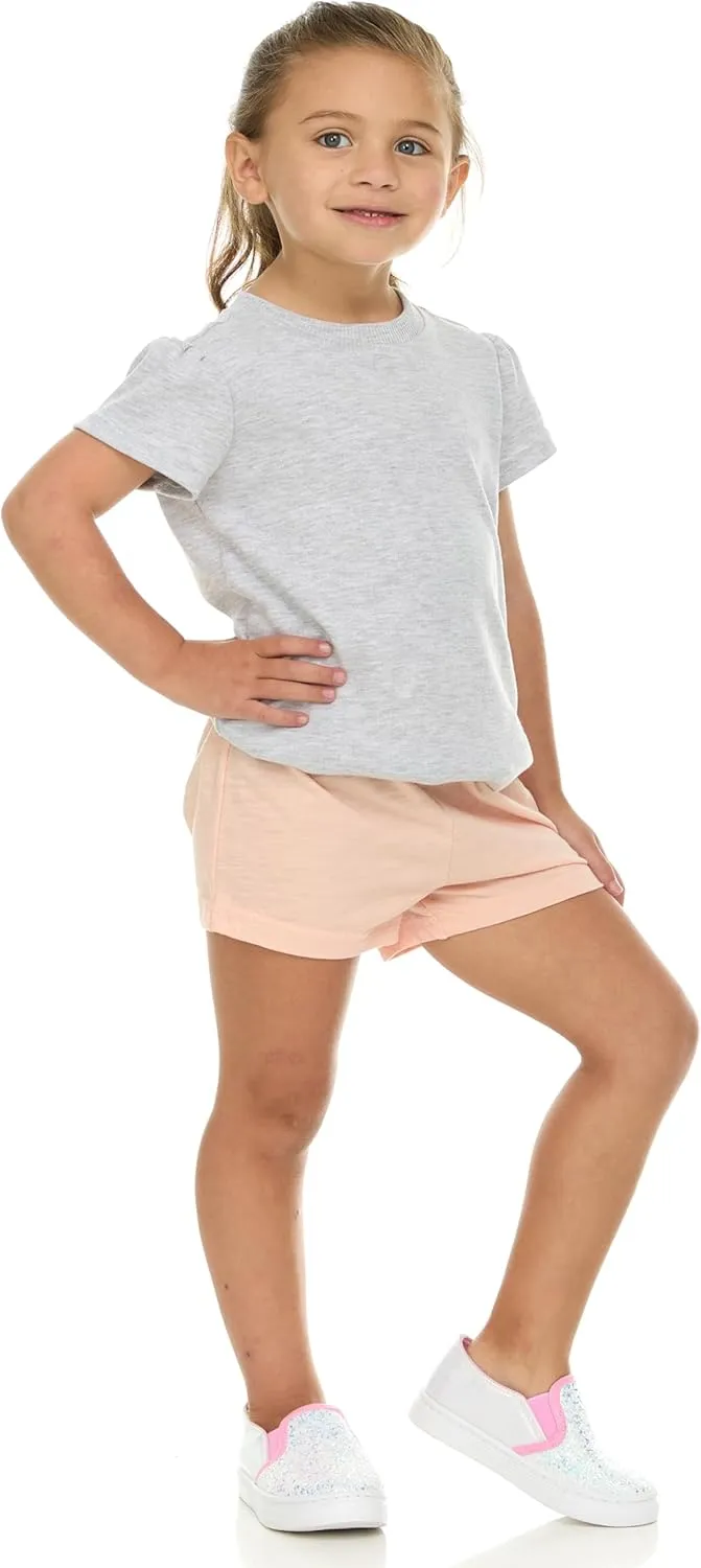 Cudlie 5-Pack Girls' Baby & Toddler Shorts – Comfortable Cotton Blend, Easy Fit, Adorable & Essential Wardrobe