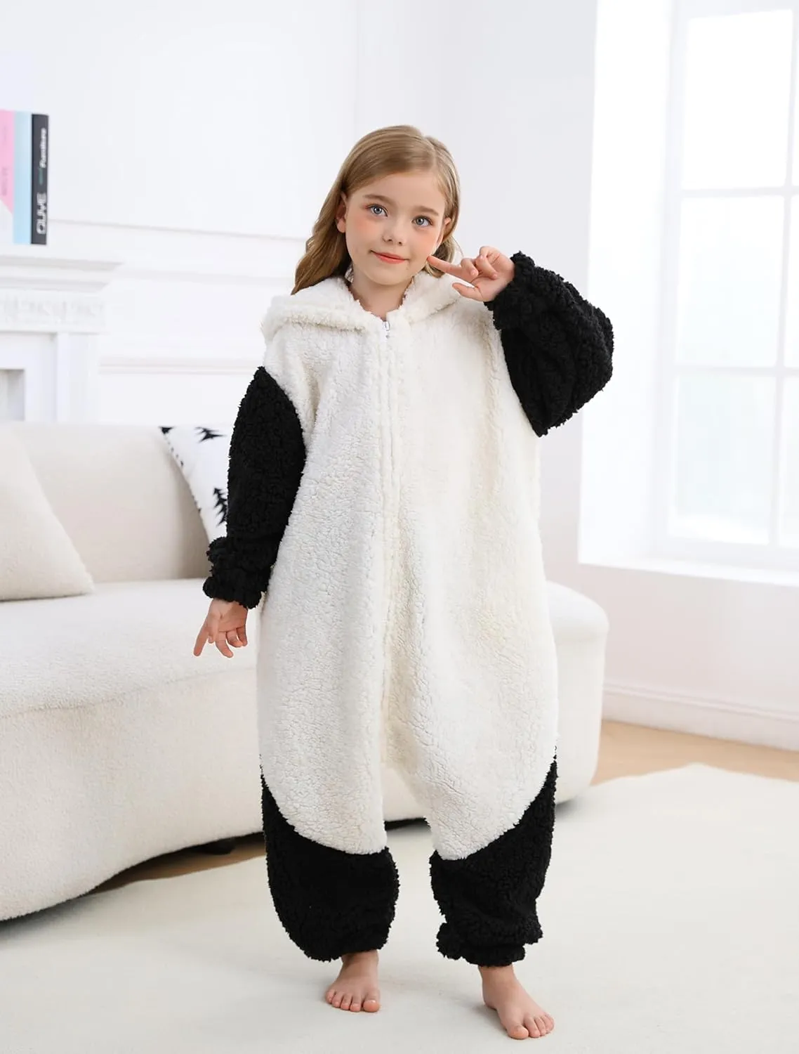 CuteOn Sheep Onesie Kids Animal Pajamas for Boys Girls Halloween Christmas Costume Cosplay Sleepwear 4-12Y