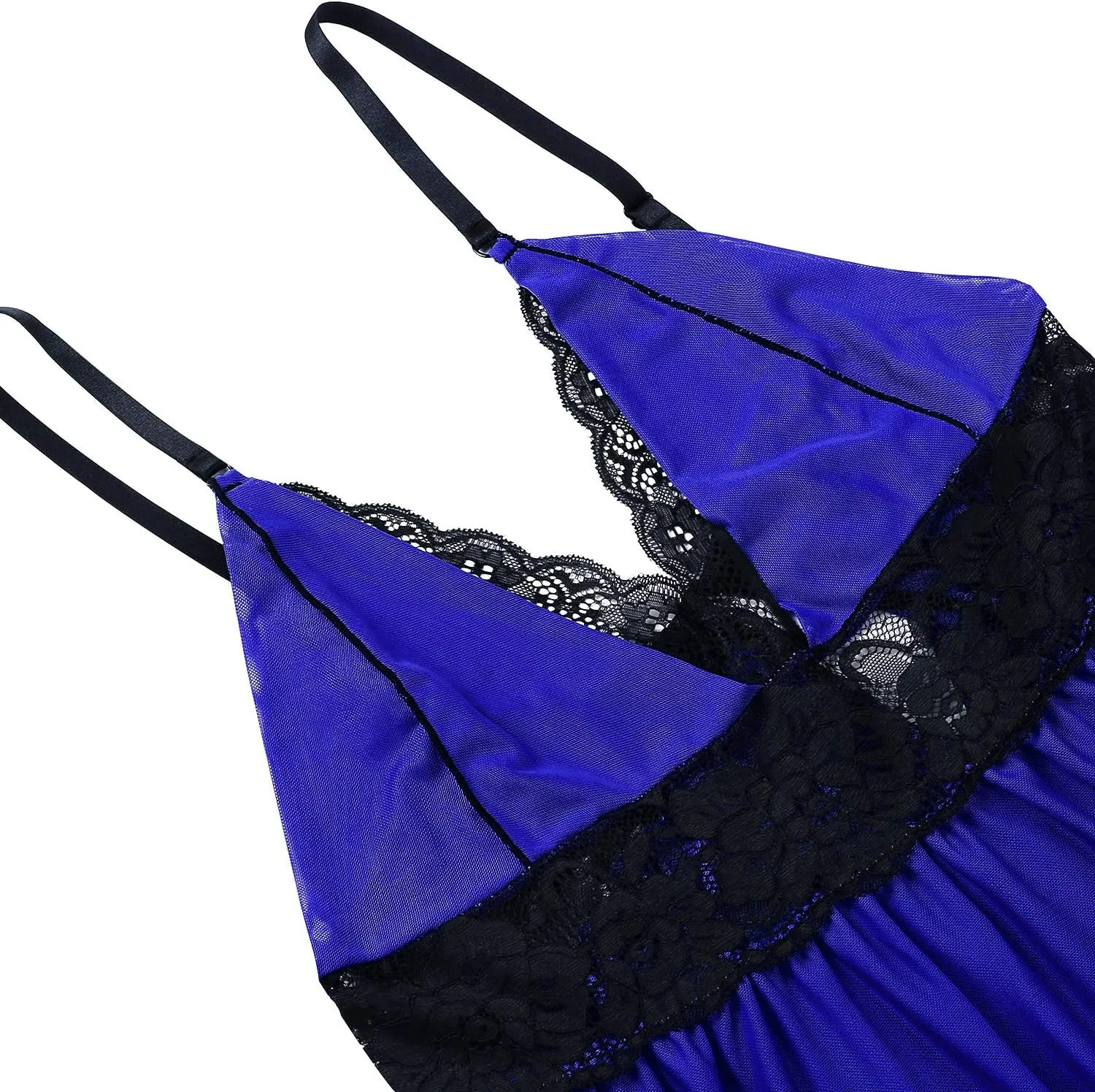 Donnalla Women Plus Size Lingerie - Sexy Split Cup Lace Babydoll Sleepwear Chemise Set 2XL,3XL,4XL
