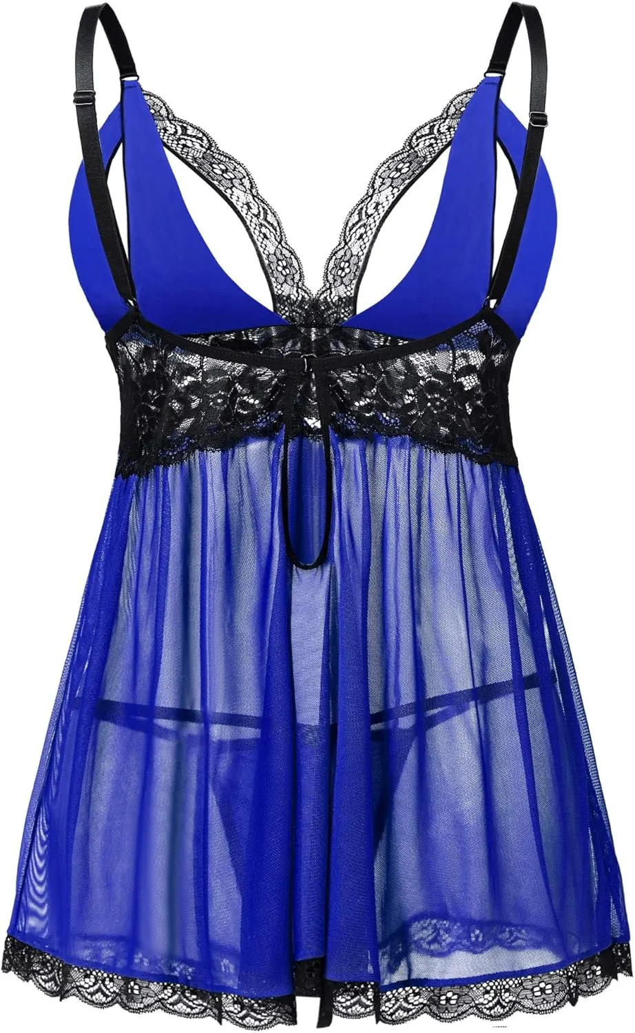 Donnalla Women Plus Size Lingerie - Sexy Split Cup Lace Babydoll Sleepwear Chemise Set 2XL,3XL,4XL