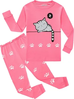 Family Feeling Kids & Toddler Girls Boys Pajamas 2 Piece Pjs Set 100% Cotton Sleepwear