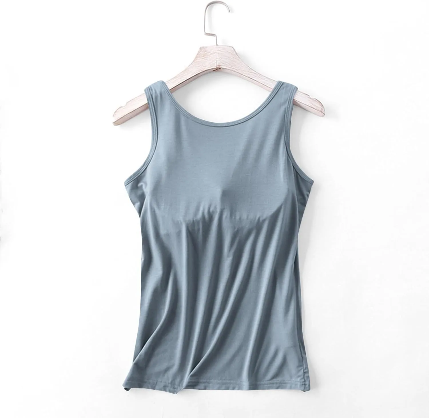 Fashion 2025 Built-in-Bra Tank Tops for Women Sleeveless Workout Yoga Undershirts Casual Comfy Basic Tees