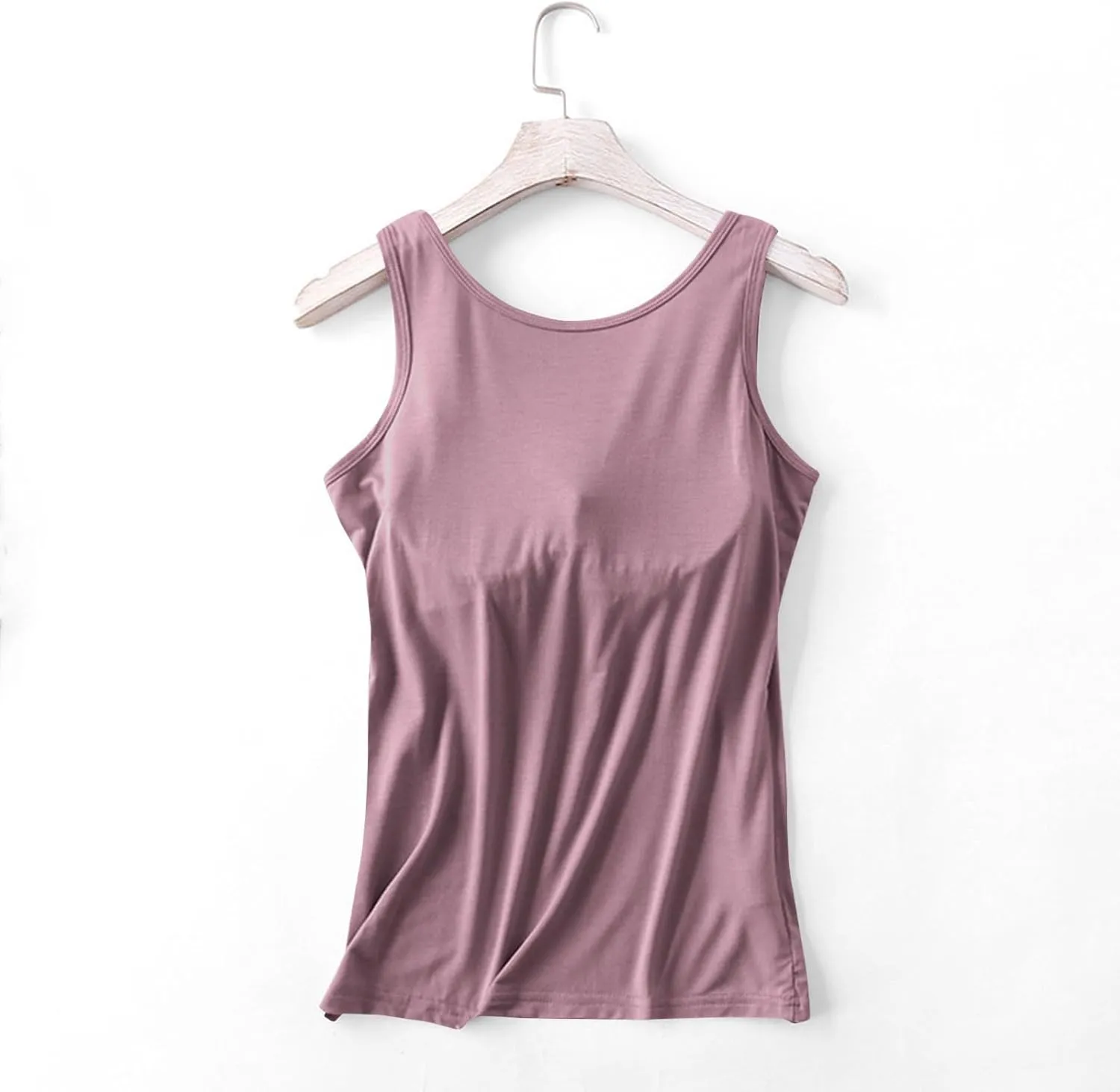 Fashion 2025 Built-in-Bra Tank Tops for Women Sleeveless Workout Yoga Undershirts Casual Comfy Basic Tees