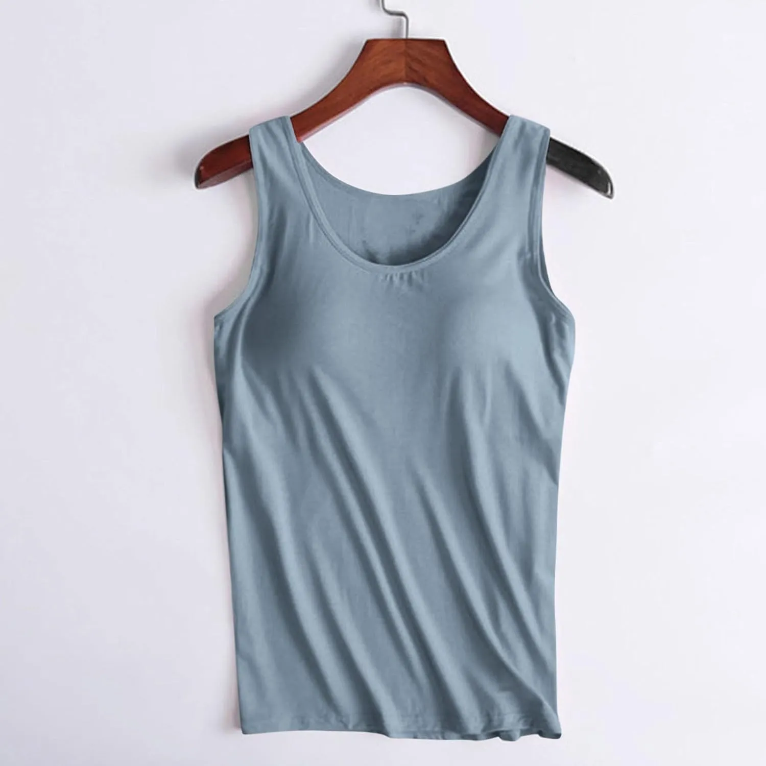 Fashion 2025 Built-in-Bra Tank Tops for Women Sleeveless Workout Yoga Undershirts Casual Comfy Basic Tees