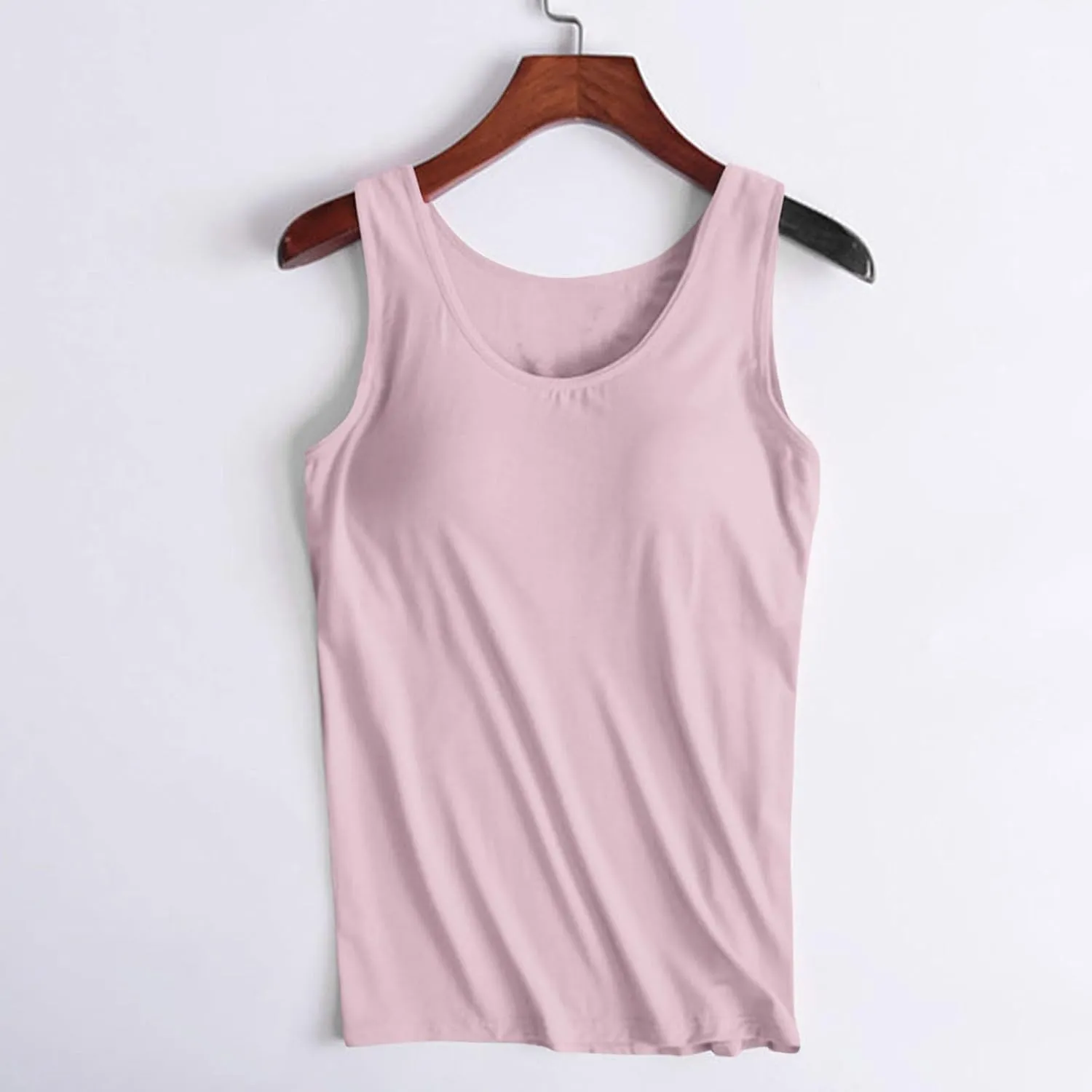 Fashion 2025 Built-in-Bra Tank Tops for Women Sleeveless Workout Yoga Undershirts Casual Comfy Basic Tees