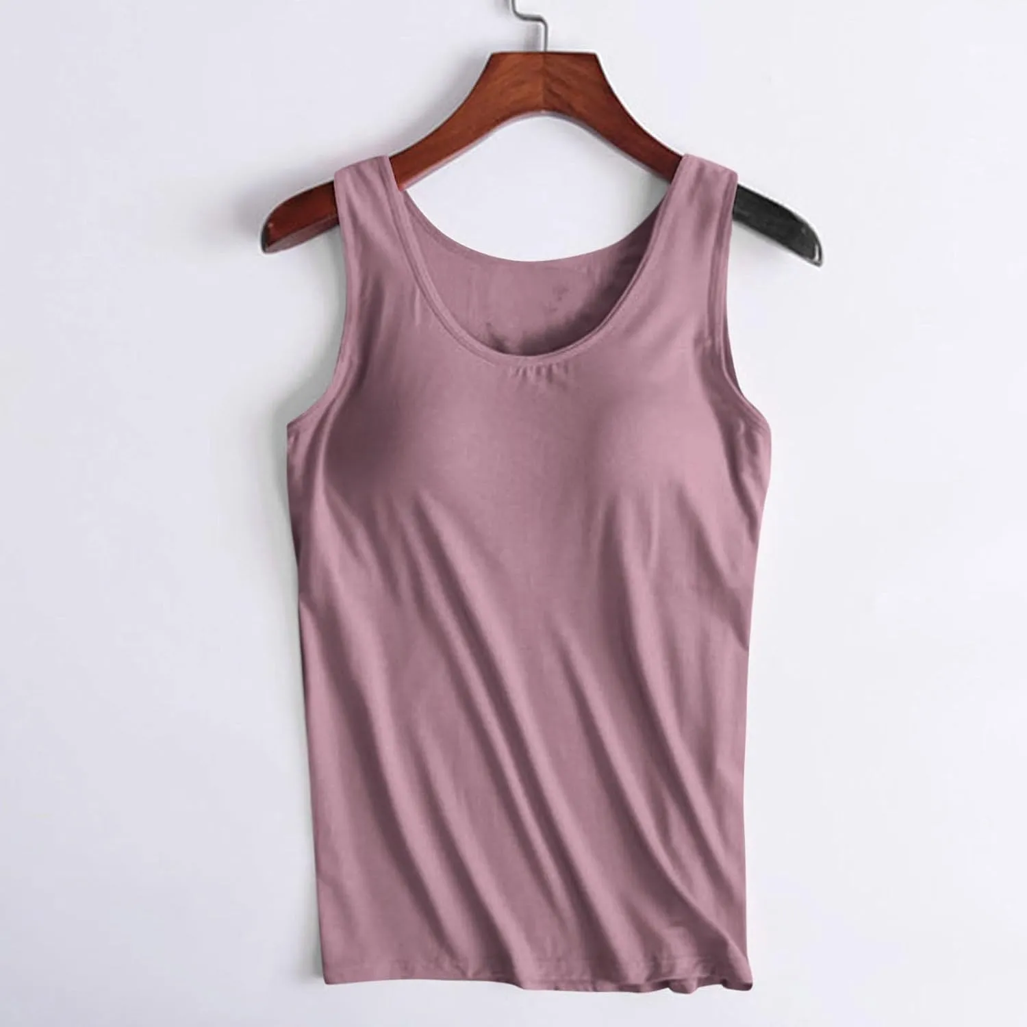 Fashion 2025 Built-in-Bra Tank Tops for Women Sleeveless Workout Yoga Undershirts Casual Comfy Basic Tees