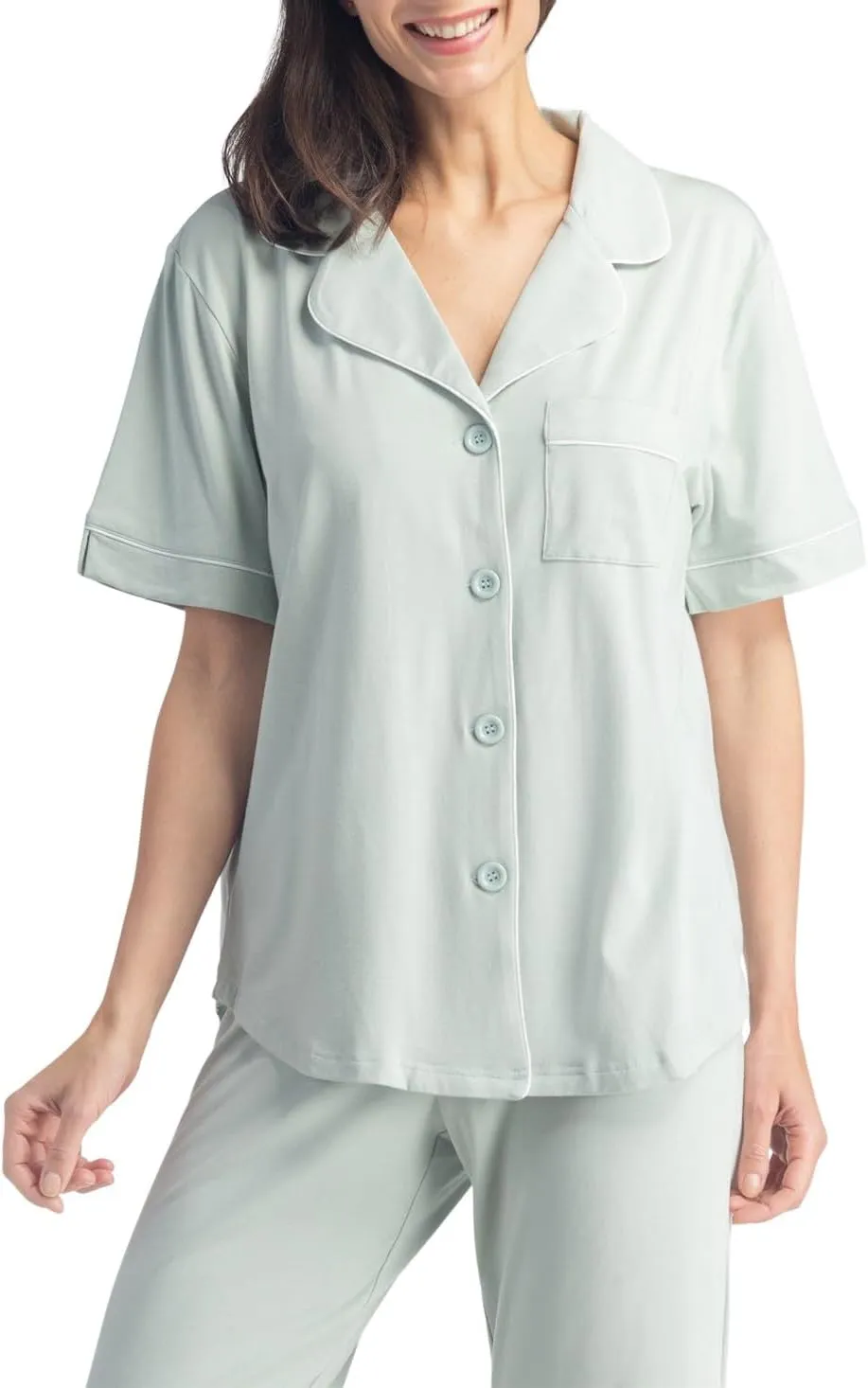 Fishers Finery Button Down Pajamas for Women Capri Pajama Sleepwear Set with Gift Box