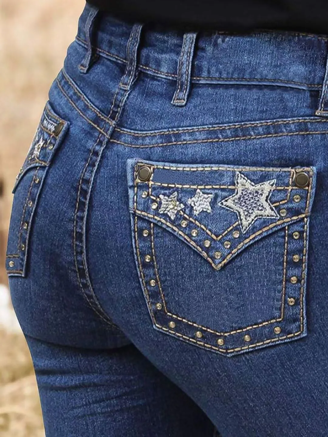 Flamingals Butt Lifting Bootcut Jeans Stretchy Casual Fall Winter Trendy Flare Leg Jeans for Women