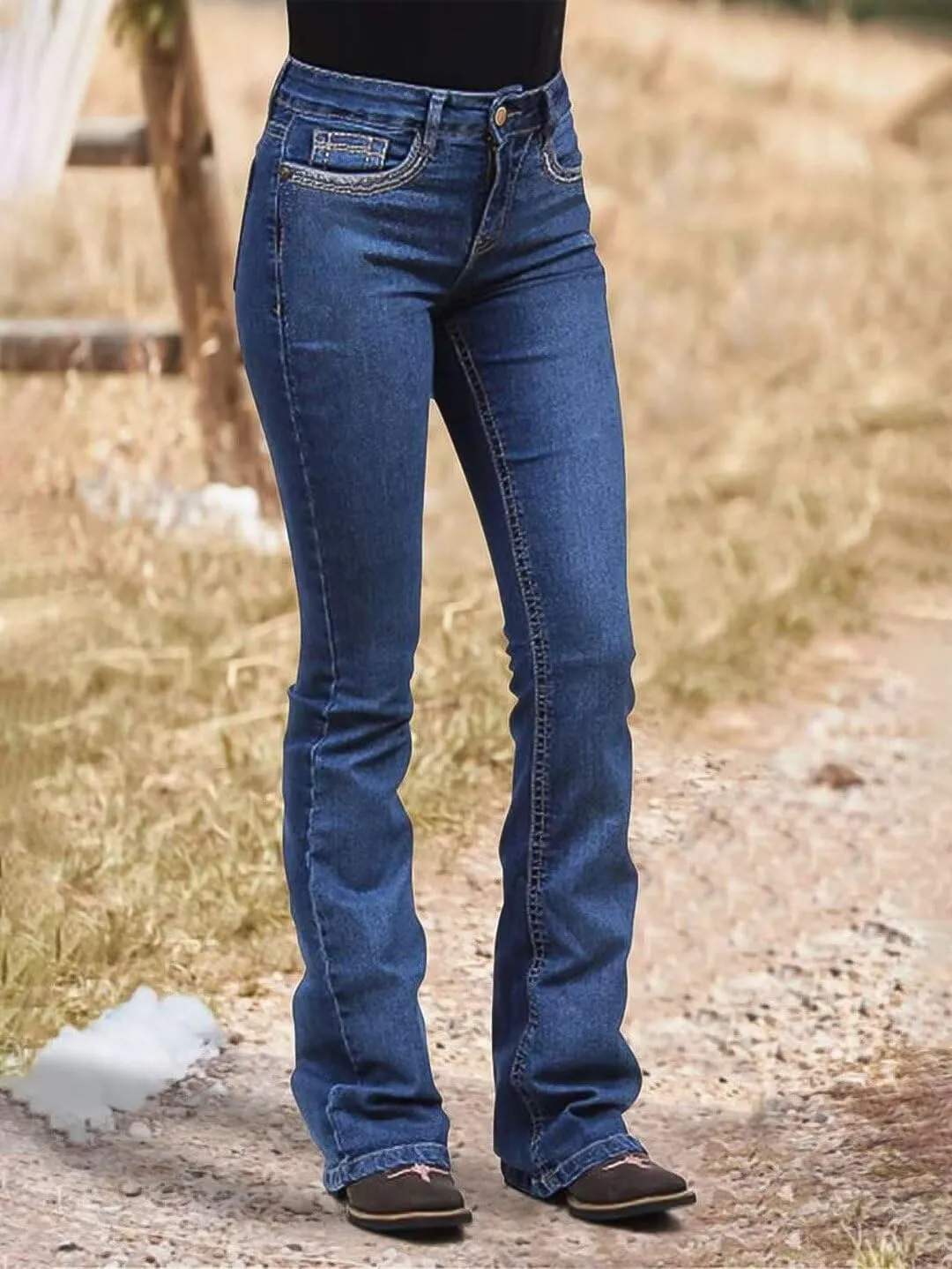Flamingals Butt Lifting Bootcut Jeans Stretchy Casual Fall Winter Trendy Flare Leg Jeans for Women