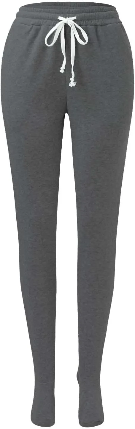 Fleece Footed Pajamas for Women Winter Soft Warm Elastic Waist Casual Sweatpants Loose Loungewear Trousers with Feet