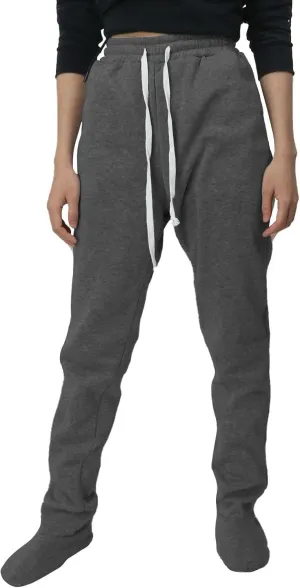 Fleece Footed Pajamas for Women Winter Soft Warm Elastic Waist Casual Sweatpants Loose Loungewear Trousers with Feet