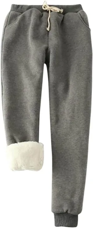 Fleece Lined Joggers Women High Waist Drawstring Athletic Joggers with Pockets Baggy Sweatpants Winter Warm Joggers