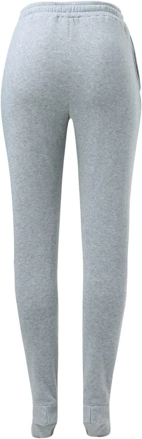Fleece Lined Pajamas Pants for Women Soft Thermal Elastic Waist Joggers Sweatpant Baggy Loungewear Trousers with Feet