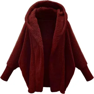 FMCHICO Women's 2023 Casual Long Sleeve Open Front Soft Fleece Sweater Cardigan Outerwear