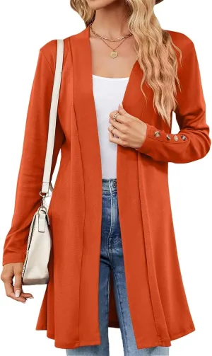 FMCHICO Women's Lightweight Open Front Cardigans Long Sleeve Casual Soft Drape Fall Cardigan
