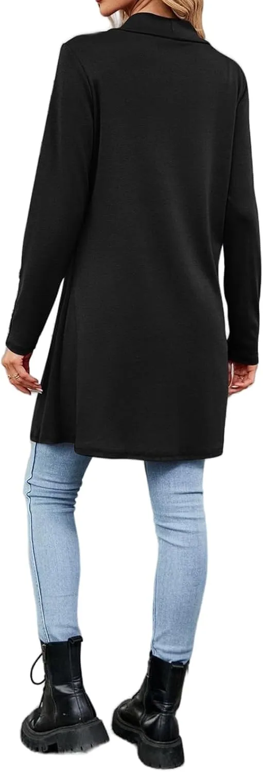 FMCHICO Women's Lightweight Open Front Cardigans Long Sleeve Casual Soft Drape Fall Cardigan