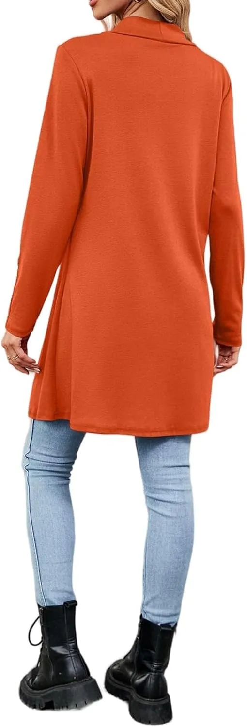 FMCHICO Women's Lightweight Open Front Cardigans Long Sleeve Casual Soft Drape Fall Cardigan