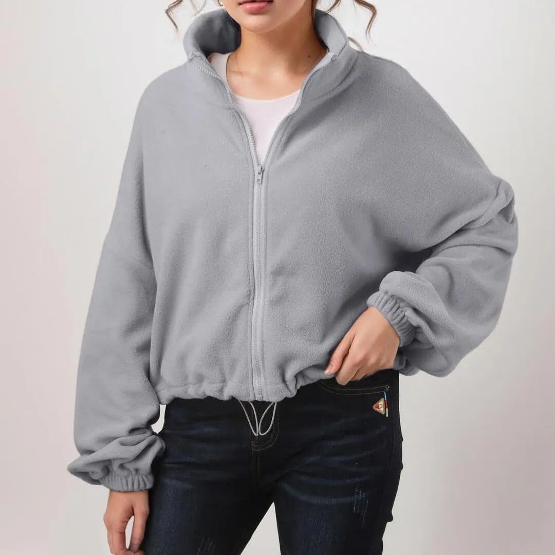 FMCHICO Womens Zip Up Zip Oversized Sweatshirts Cropped Dtratring Fall Fashion Outfits