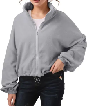 FMCHICO Womens Zip Up Zip Oversized Sweatshirts Cropped Dtratring Fall Fashion Outfits