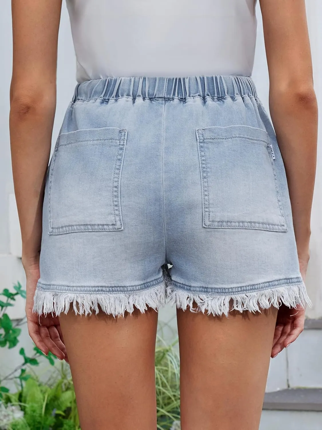 Genleck Jean Shorts for Womens 2025 Denim High Waisted Stretchy Lightweight Cute Jeans Y2K Comfy Casual Drawstring