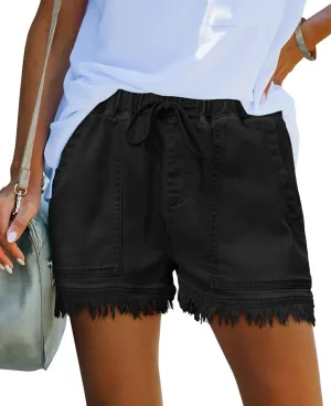 Genleck Jean Shorts for Womens 2025 Denim High Waisted Stretchy Lightweight Cute Jeans Y2K Comfy Casual Drawstring