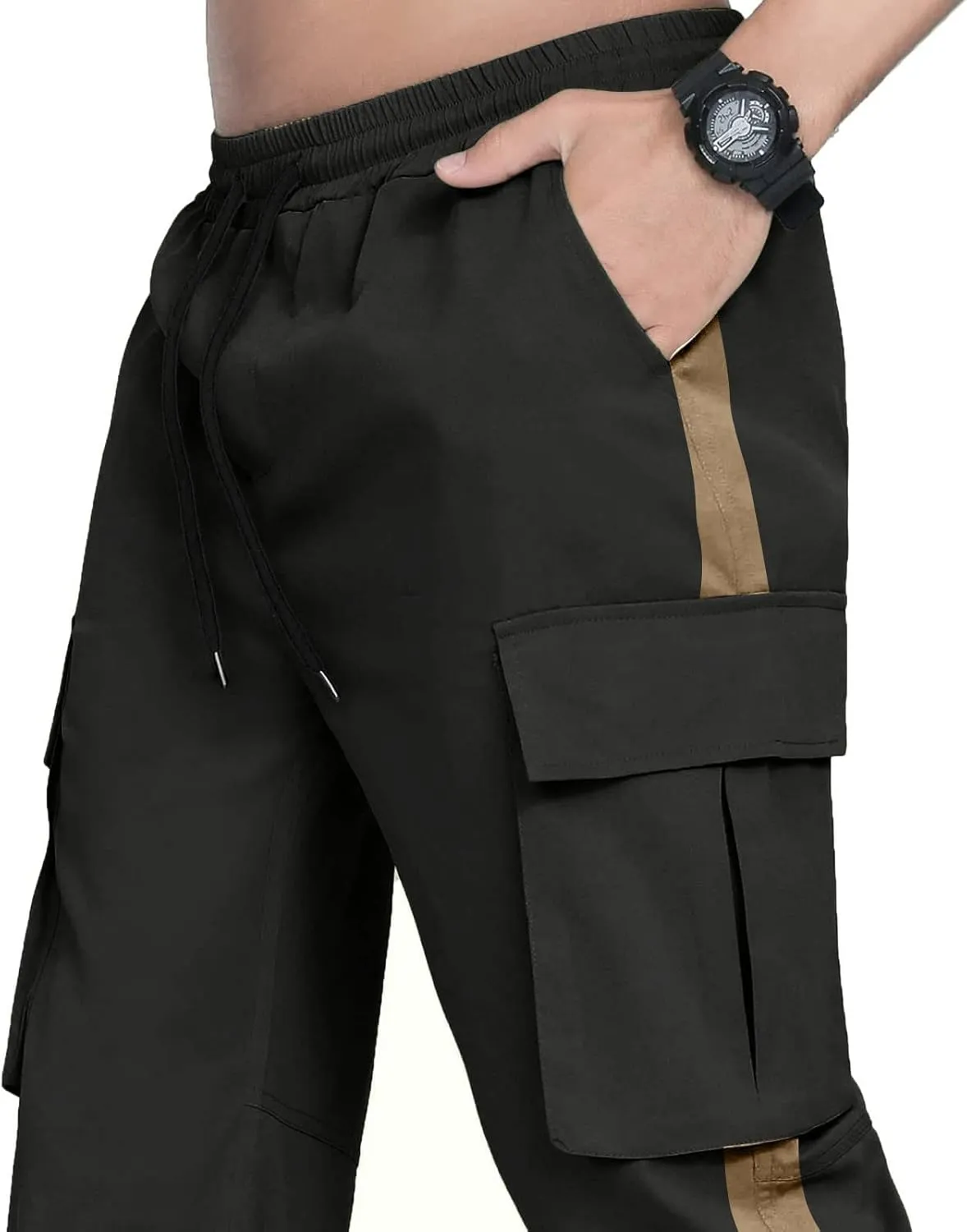 GIERIDUC Men's Fleece Cargo Sweatpants Mens Faux Leather Skinny Jeans Moisture Wicking Dress Pants Mens Cropped Chino Pants