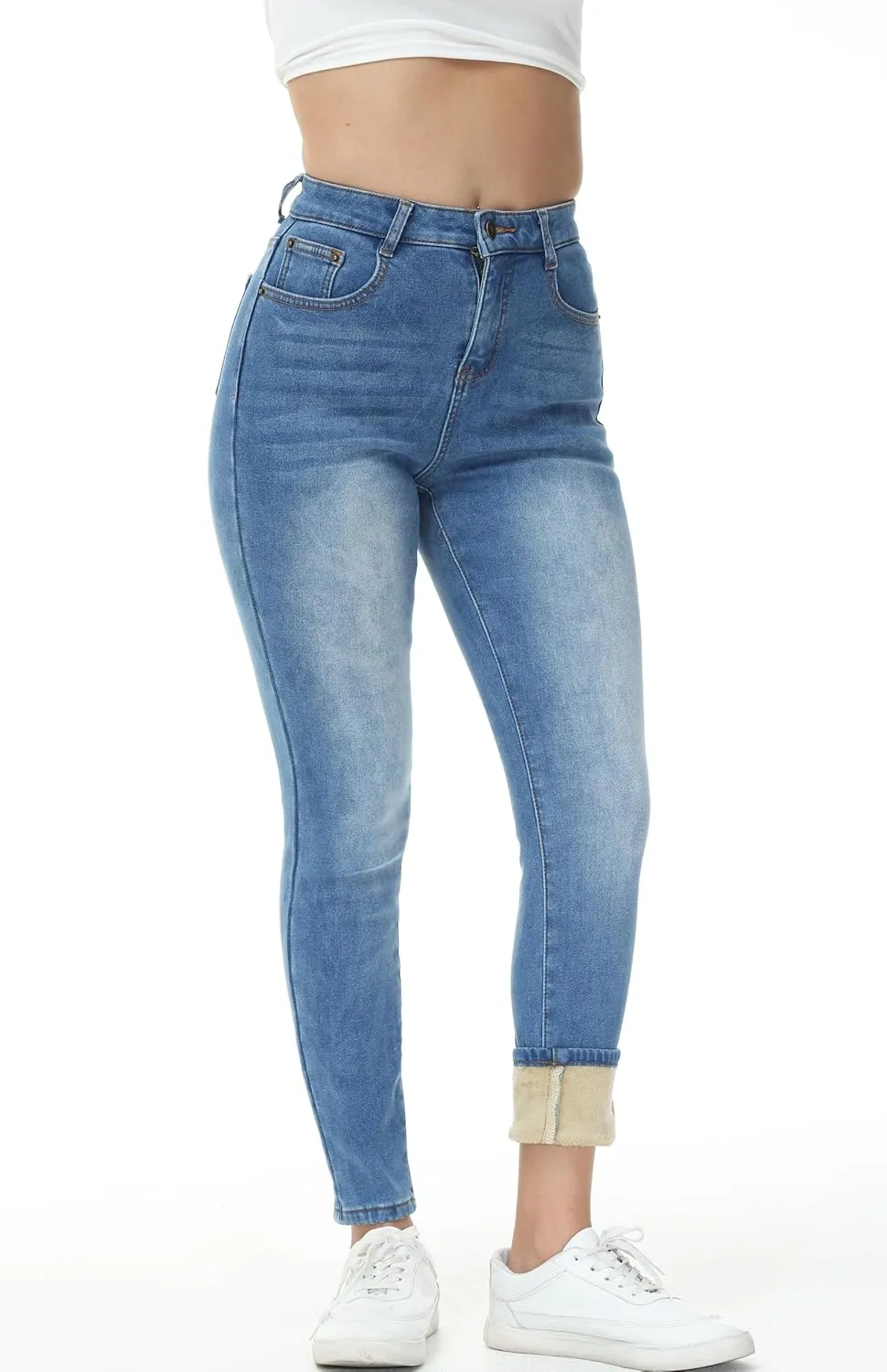 GUNLIRE Women's Fleeced Lined Jeans Winter Skinny Fit High Waisted Thicken Stretch Thermal Warm Pants