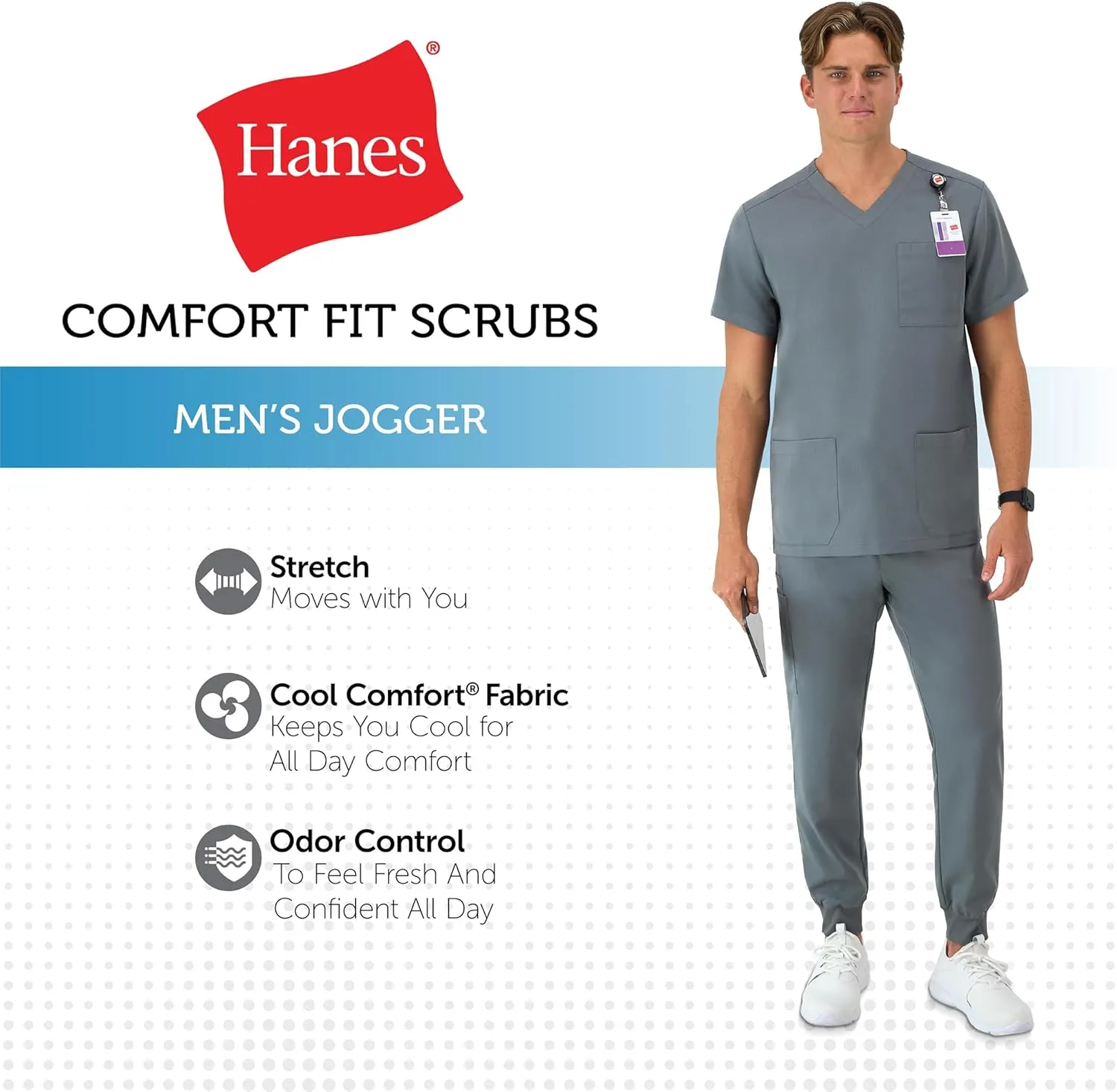 Hanes Healthcare, Scrub Joggers for Men, Moisture-Wicking & Odor Control, Multiple Pockets