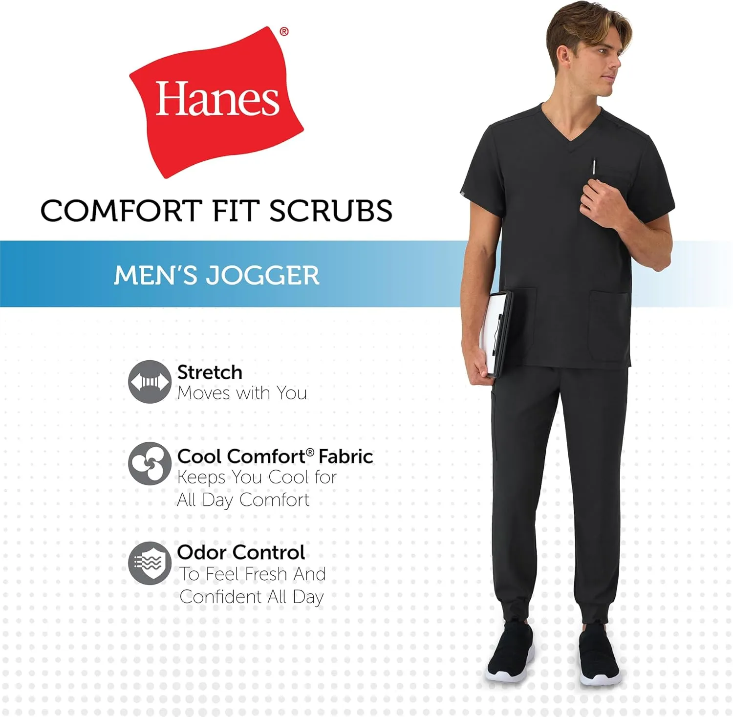 Hanes Healthcare, Scrub Joggers for Men, Moisture-Wicking & Odor Control, Multiple Pockets