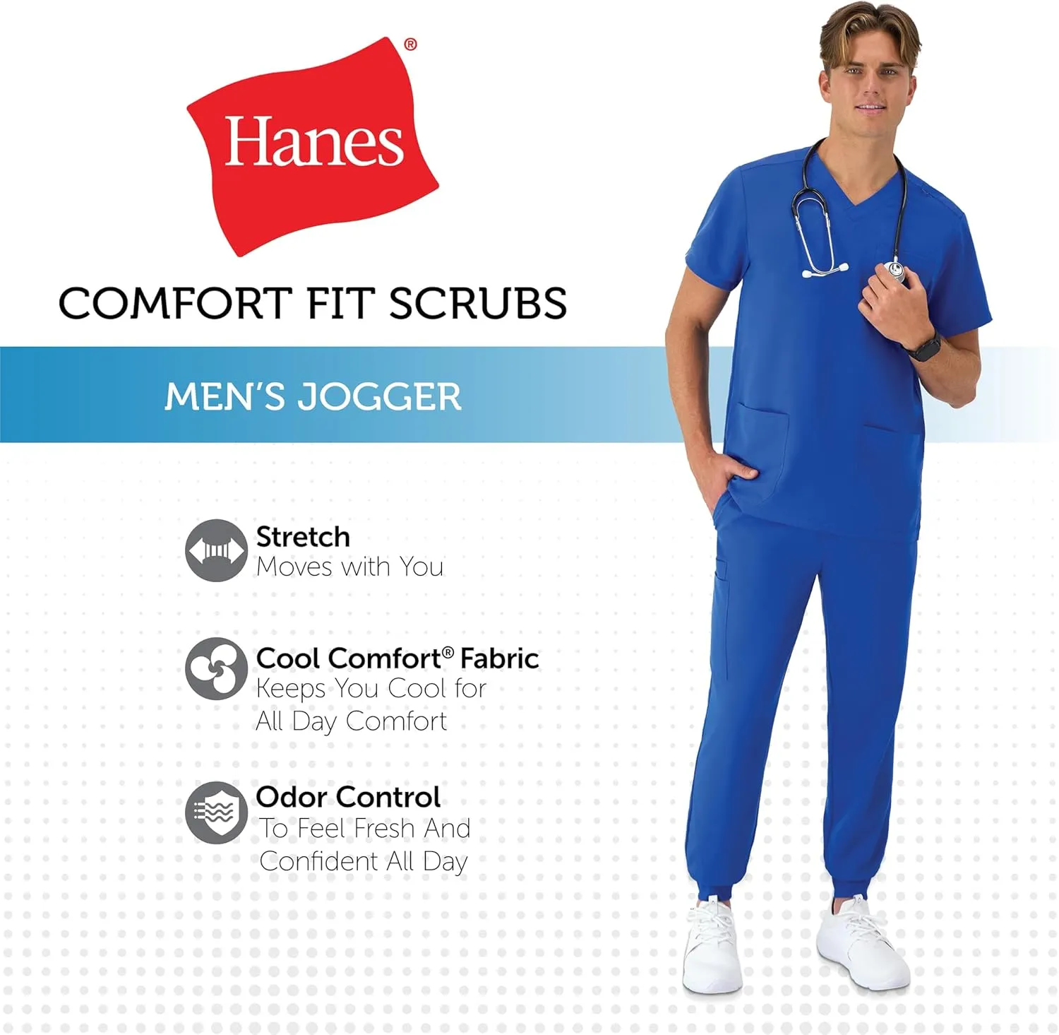 Hanes Healthcare, Scrub Joggers for Men, Moisture-Wicking & Odor Control, Multiple Pockets