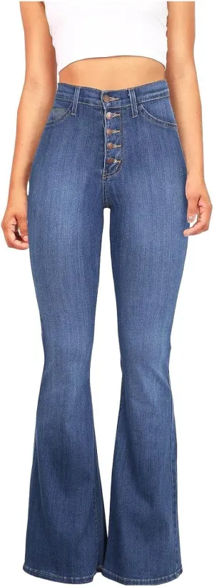 High Waisted Jeans for Women Skinny Silm Fit Bootcut Bell Bottom Jeans Tummy Control Comfy Denim Pants(Plus Size)