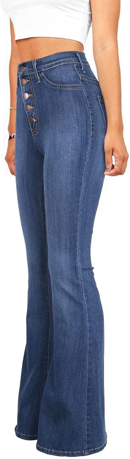 High Waisted Jeans for Women Skinny Silm Fit Bootcut Bell Bottom Jeans Tummy Control Comfy Denim Pants(Plus Size)