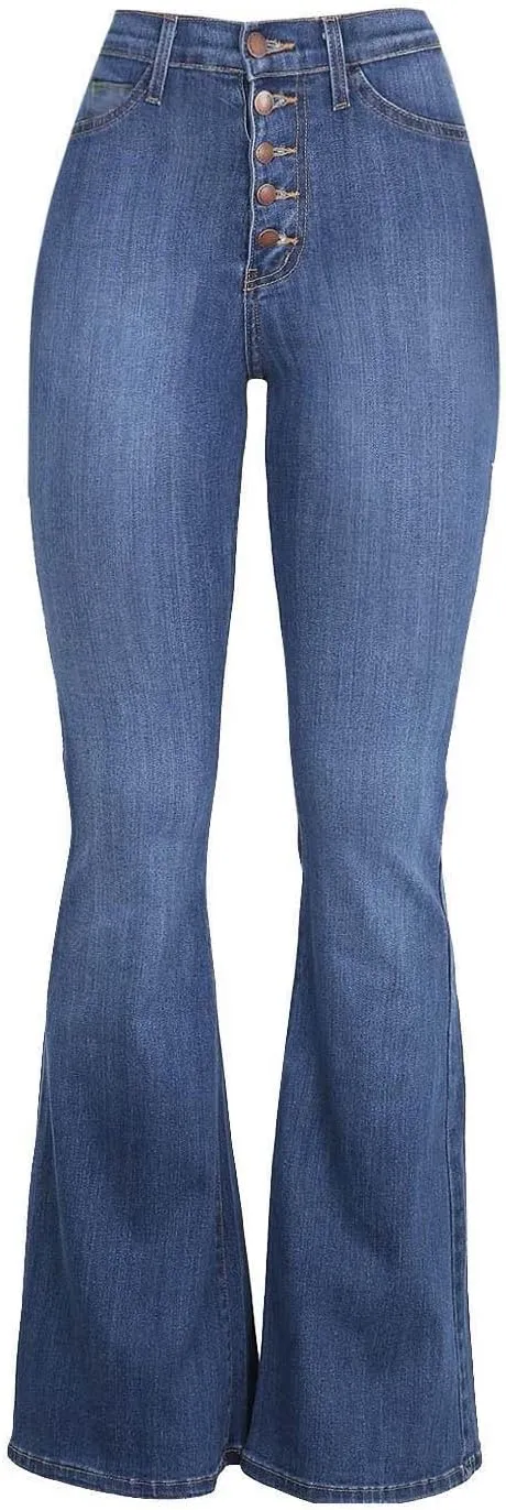 High Waisted Jeans for Women Skinny Silm Fit Bootcut Bell Bottom Jeans Tummy Control Comfy Denim Pants(Plus Size)