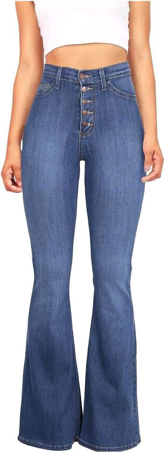 High Waisted Jeans for Women Skinny Silm Fit Bootcut Bell Bottom Jeans Tummy Control Comfy Denim Pants(Plus Size)