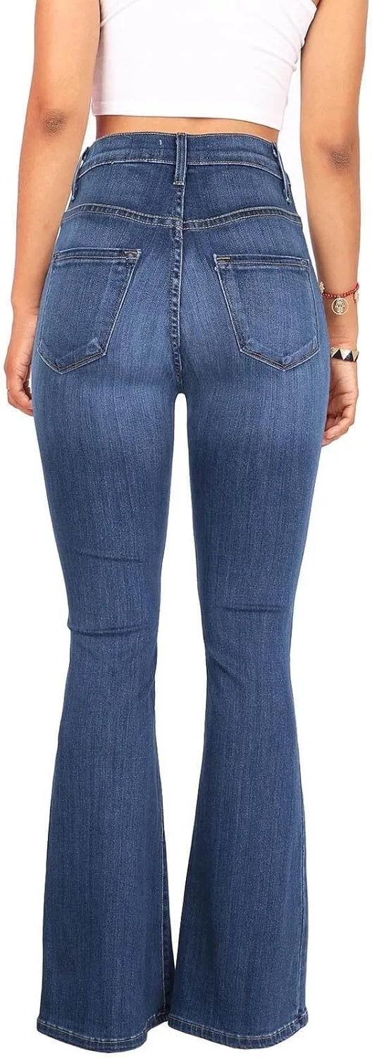 High Waisted Jeans for Women Skinny Silm Fit Bootcut Bell Bottom Jeans Tummy Control Comfy Denim Pants(Plus Size)