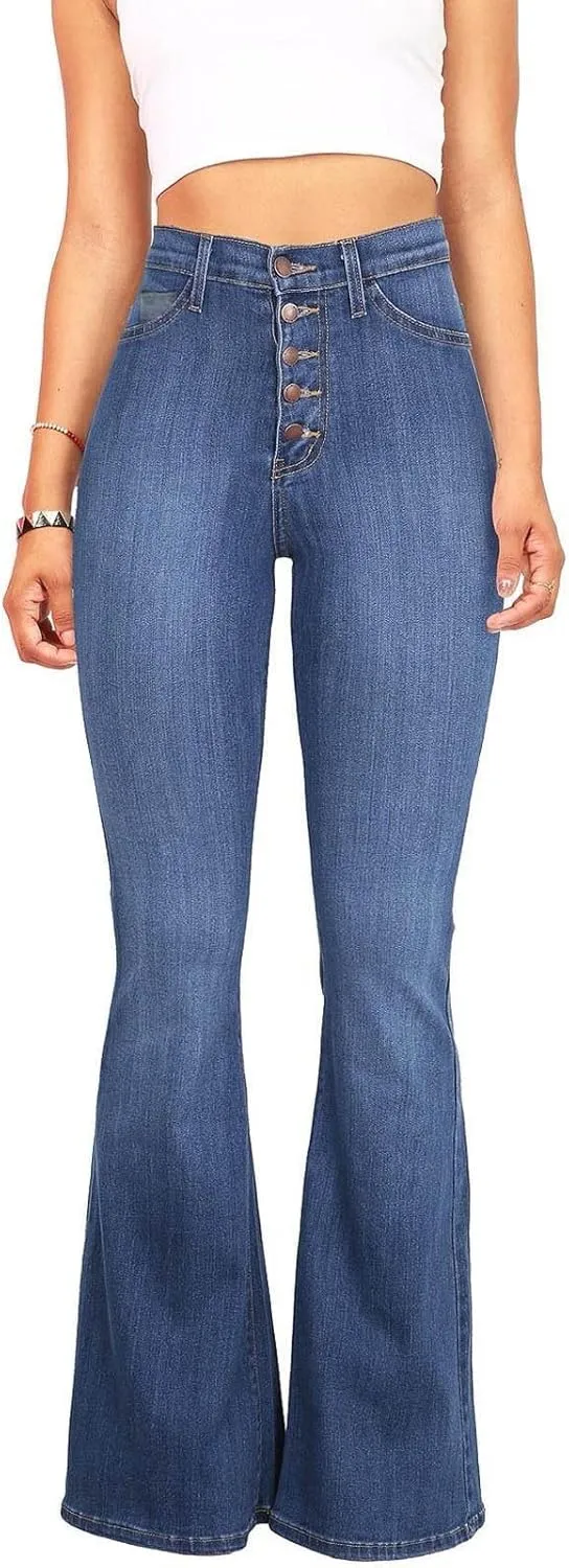 High Waisted Jeans for Women Skinny Silm Fit Bootcut Bell Bottom Jeans Tummy Control Comfy Denim Pants(Plus Size)