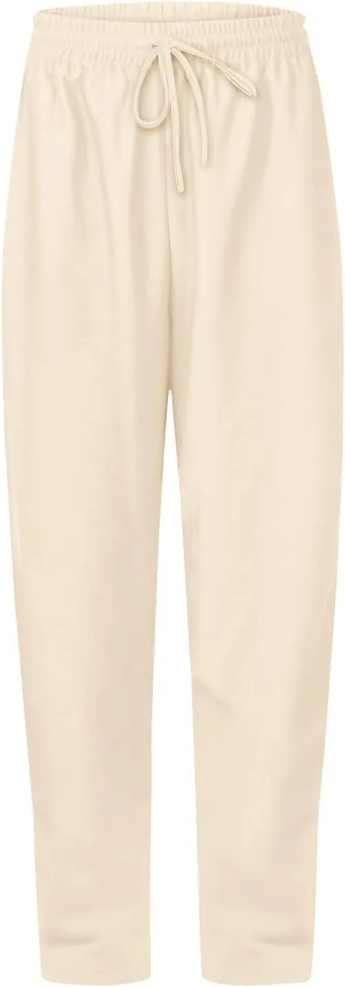 high Waisted Pants for Women Elastic Waist Straight Leg Sweatpants Pockets Solid Drawstring Comfy Loungewear Clothing