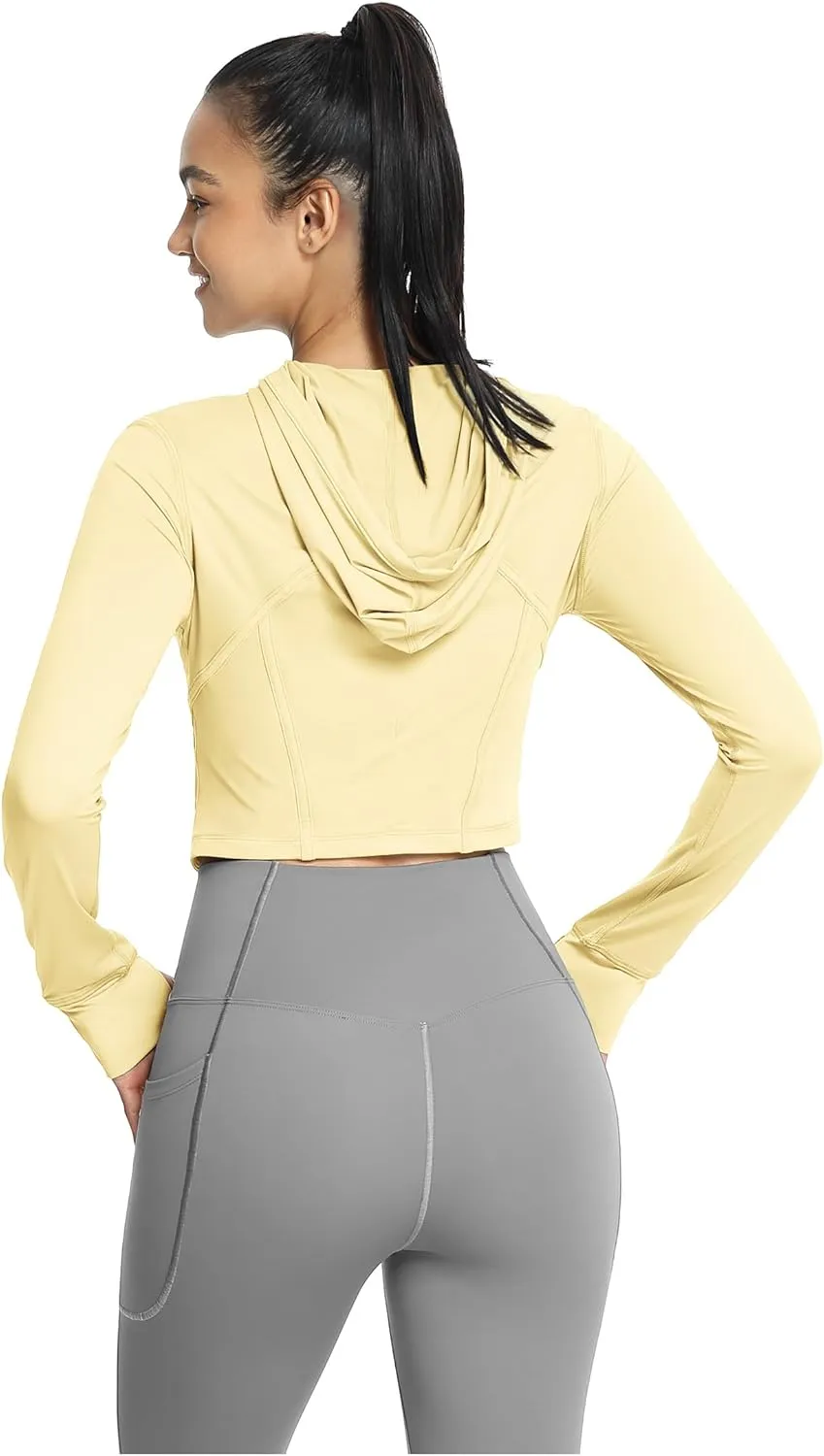 icyzone Women's UPF 50  Athletic Jackets, Lightweight Zip Up Cropped Long Sleeve Shirts with Thumb Holes