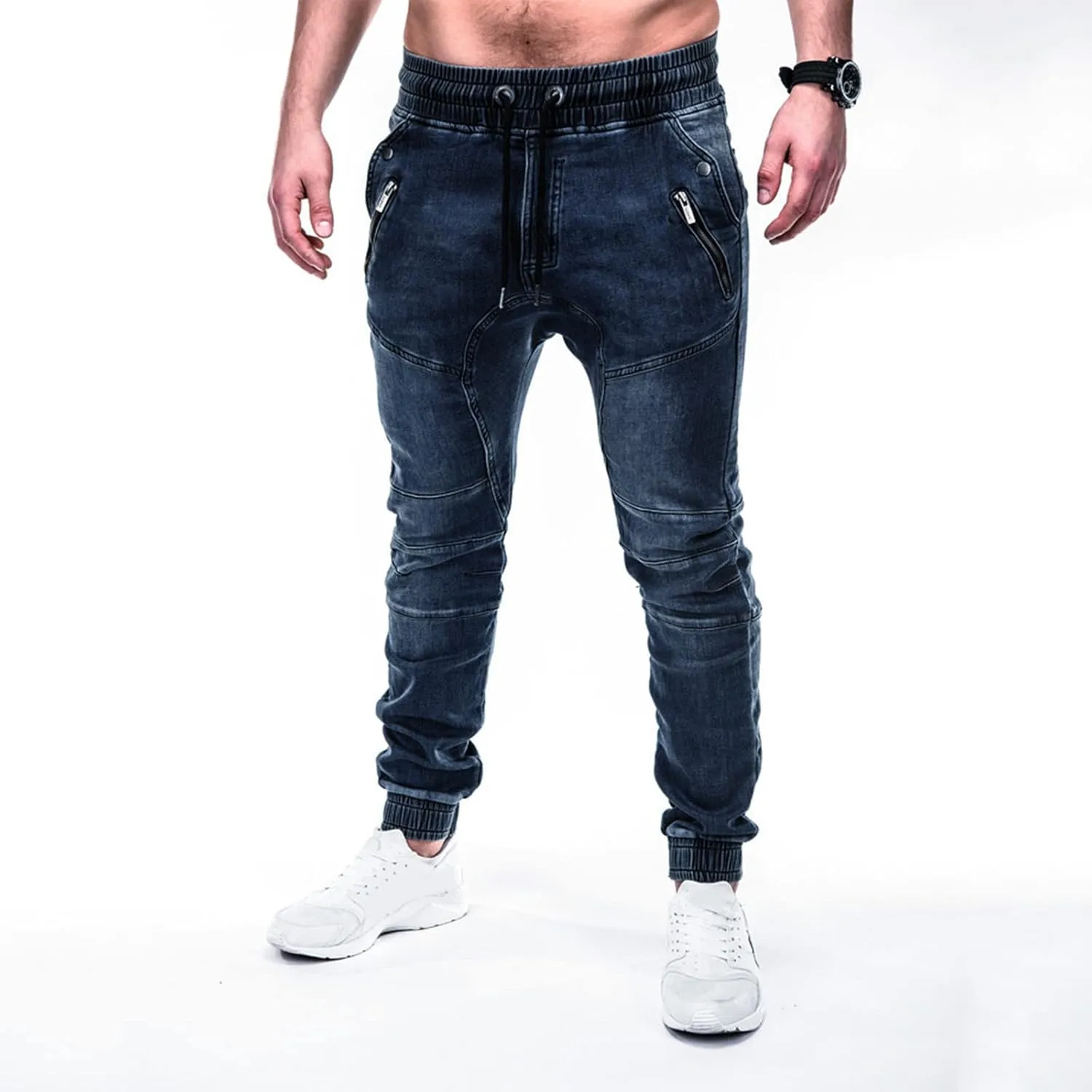 Jeans for Men Straight Fit Classic Comfort Flex Retro Jeans Pants Zipper Pockets Lightweight Denim Trousers